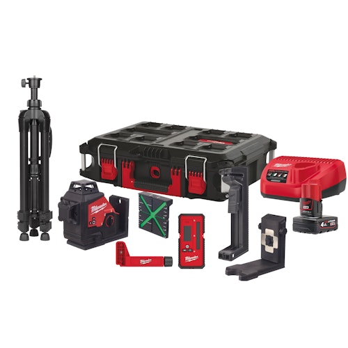 Milwaukee M12™ Akku-Kreuzlinienlaser 3 x 360° Kit M123PLKIT-401P  4933478960