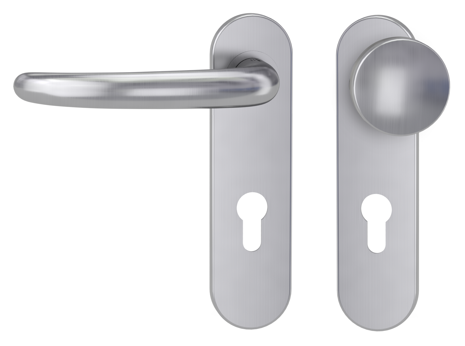 Griffwerk ULMER GRIFF PROF | DESIGN MANUFAKTUR  FS Panik Edelstahl matt -Kurzschild-Garnitur -Schraubt. Knopf R2 -WL -St...