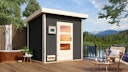 Vorschaubild Karibu Gartensauna Pultdach Saunahaus Norge terragrau inkl. gratis Sauna-Zubehörset im Wert von 234,94 €