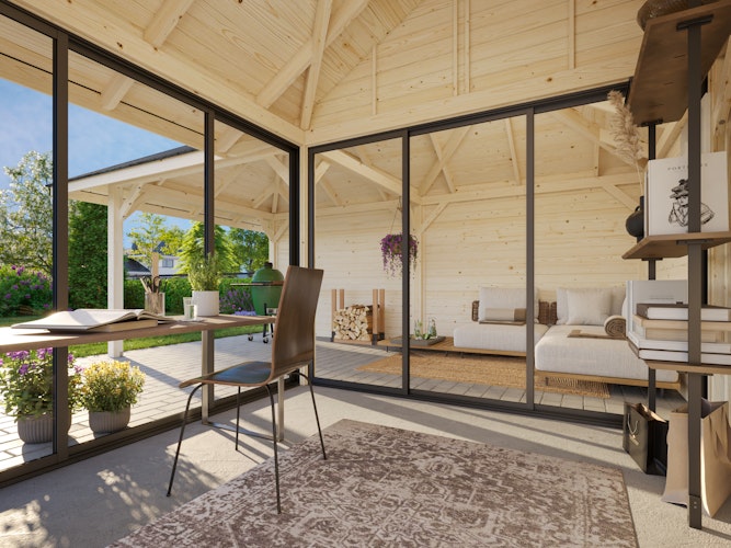 Palmako Pavillon Bianca 24,9 m² Set 512 Slide Plus mit Isolierglas-Schiebetüren