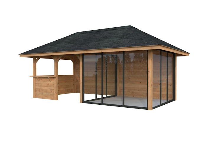 Palmako Pavillon Bianca 16,6 m² Set 508 Slide Plus mit Isolierglas-Schiebetüren