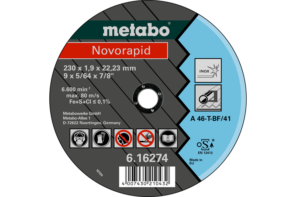 Metabo Novorapid 115 x 1,0 x 22,23 mmInoxTrennscheibegerade Ausführung