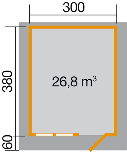 Weka 45 mm Gartenhaus 139 A mit Vordach (60 cm)