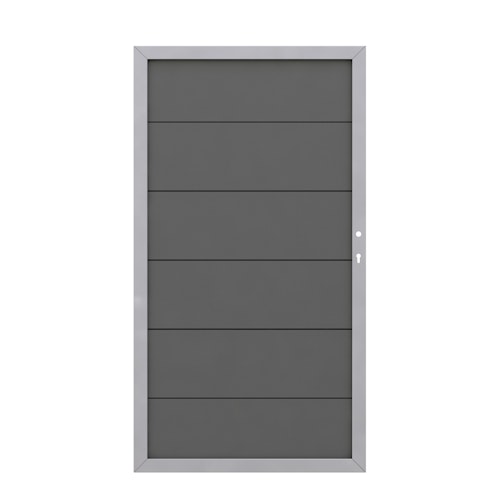 TraumGarten Design WPC Alu Einzeltor Rahmen Silber (980 x 1800 mm)