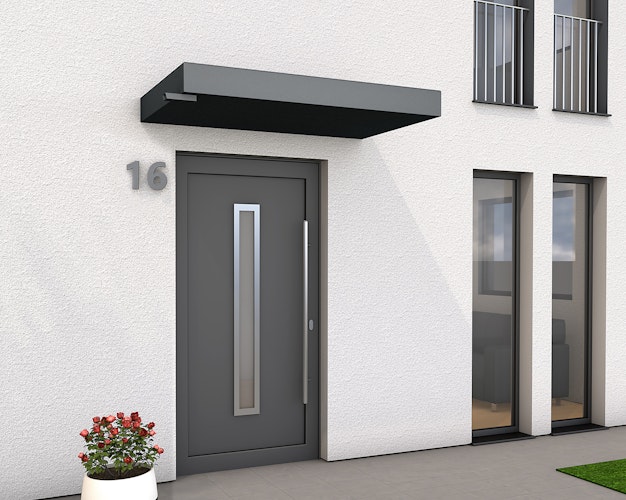 Gutta Rechteckvordach BS Plus 160 Sondermaß inkl. Wasserspeier (neues Modell)