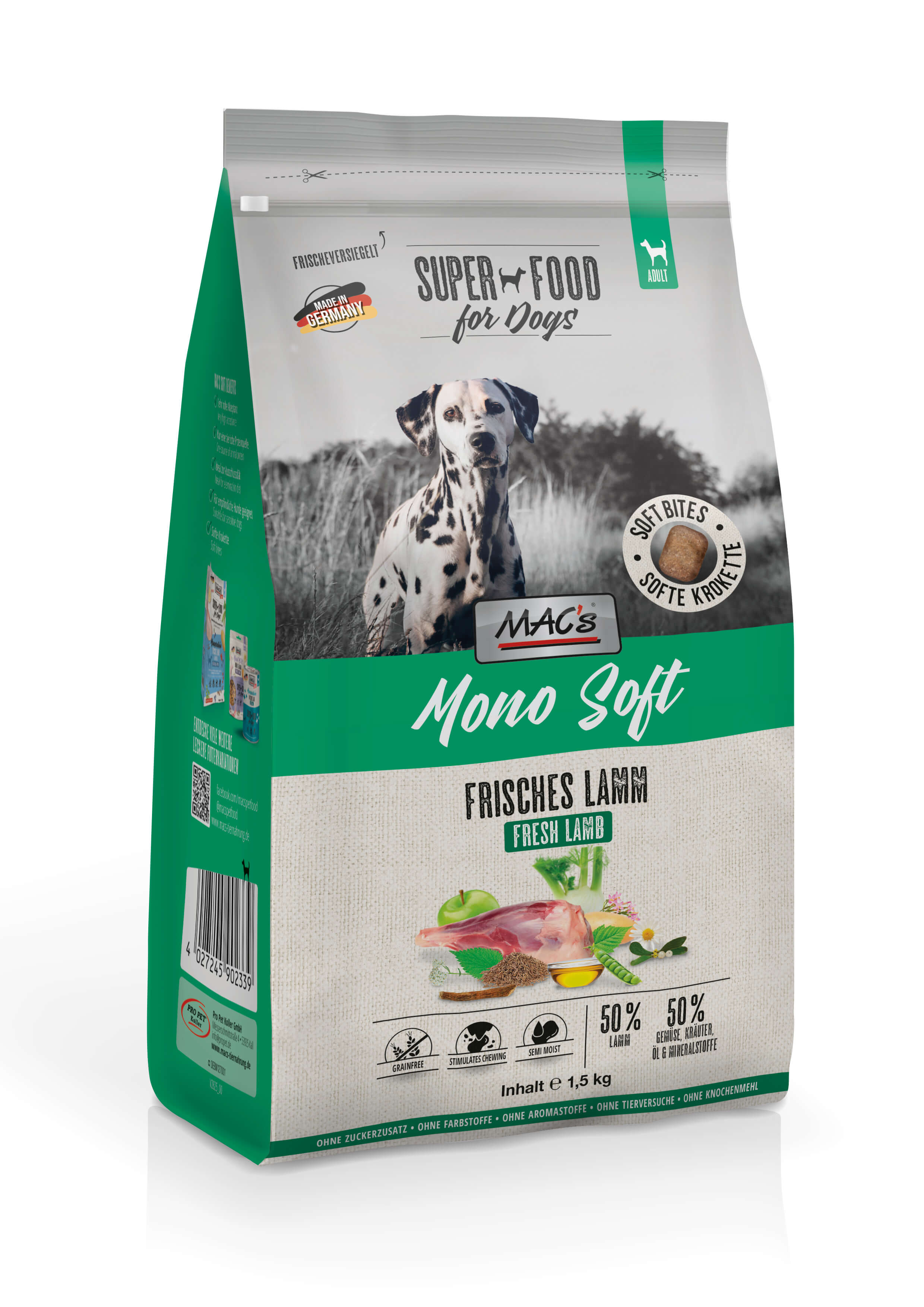 Macs 1,5kg DOG Mono Soft Lamm