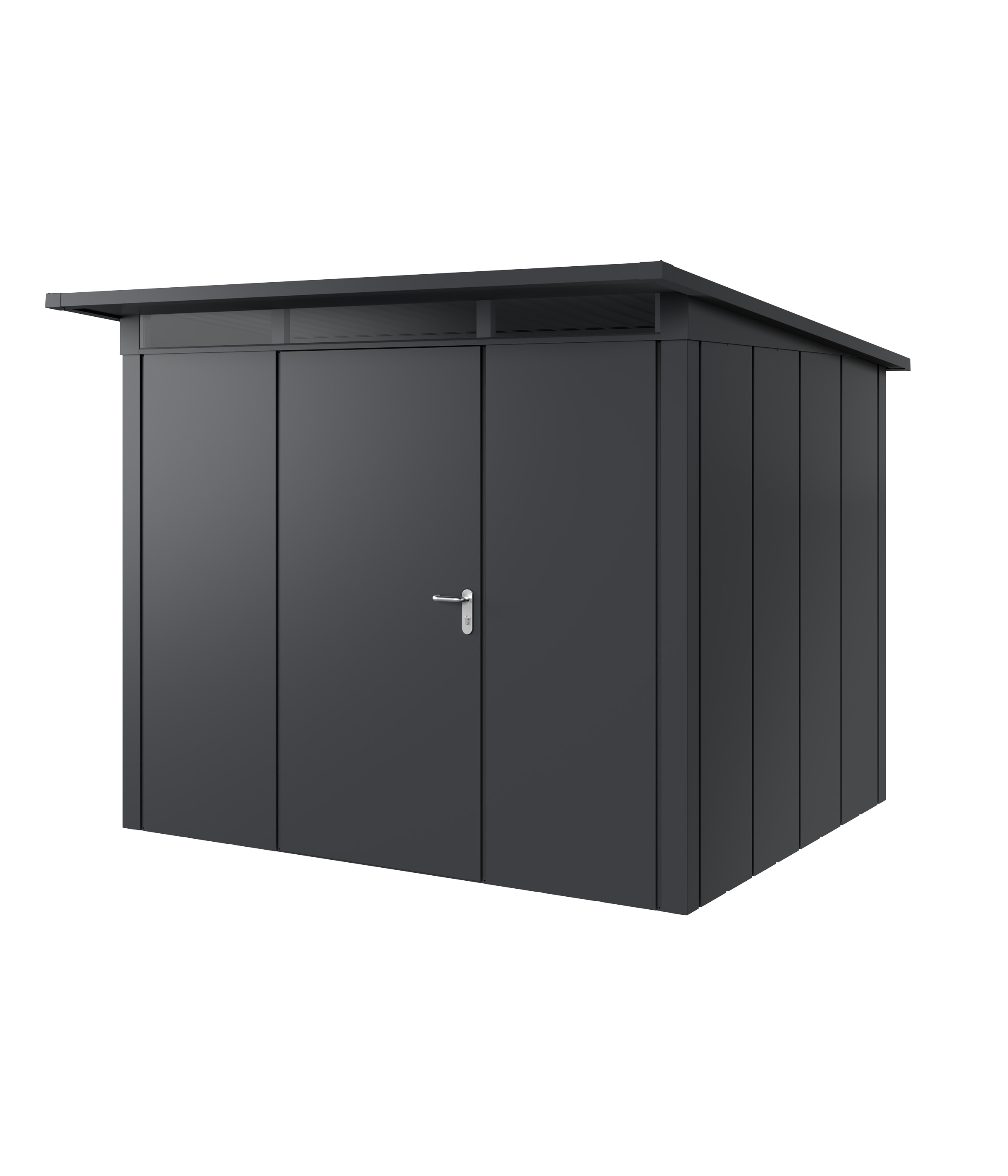 Hörmann Metall-Gerätehaus Juno JPD mit Pultdach B 262 x T 214 cm (JPD 9) Motiv Design (mit breiten Lamellen) Einzeltür T...