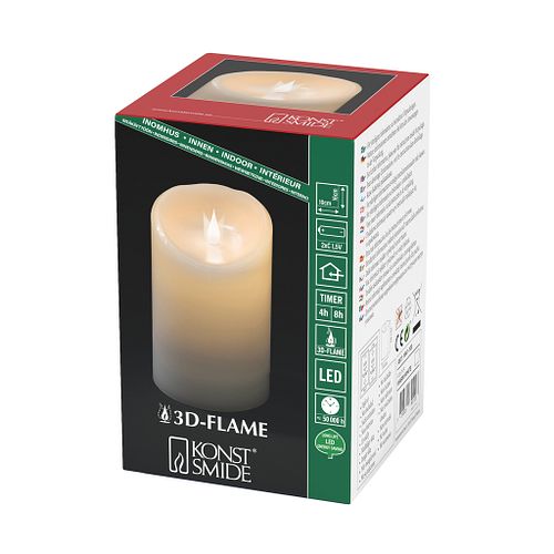 Konstsmide Weihnachtsbeleuchtung  LED Echtwachskerze weiß 3D Flamme Ø10cm