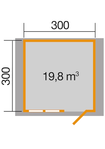 Weka 45 mm Gartenhaus 139 mit Vordach (20 cm)