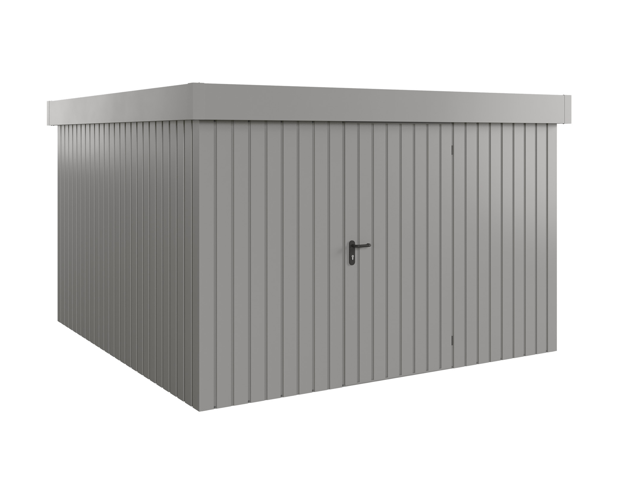 Hörmann Metall-Gerätehaus EcoStar EuroLine EFD mit Flachdach B 310 x T 310 cm (EFD 14), Motiv Modern (mit schmalen Lamel...