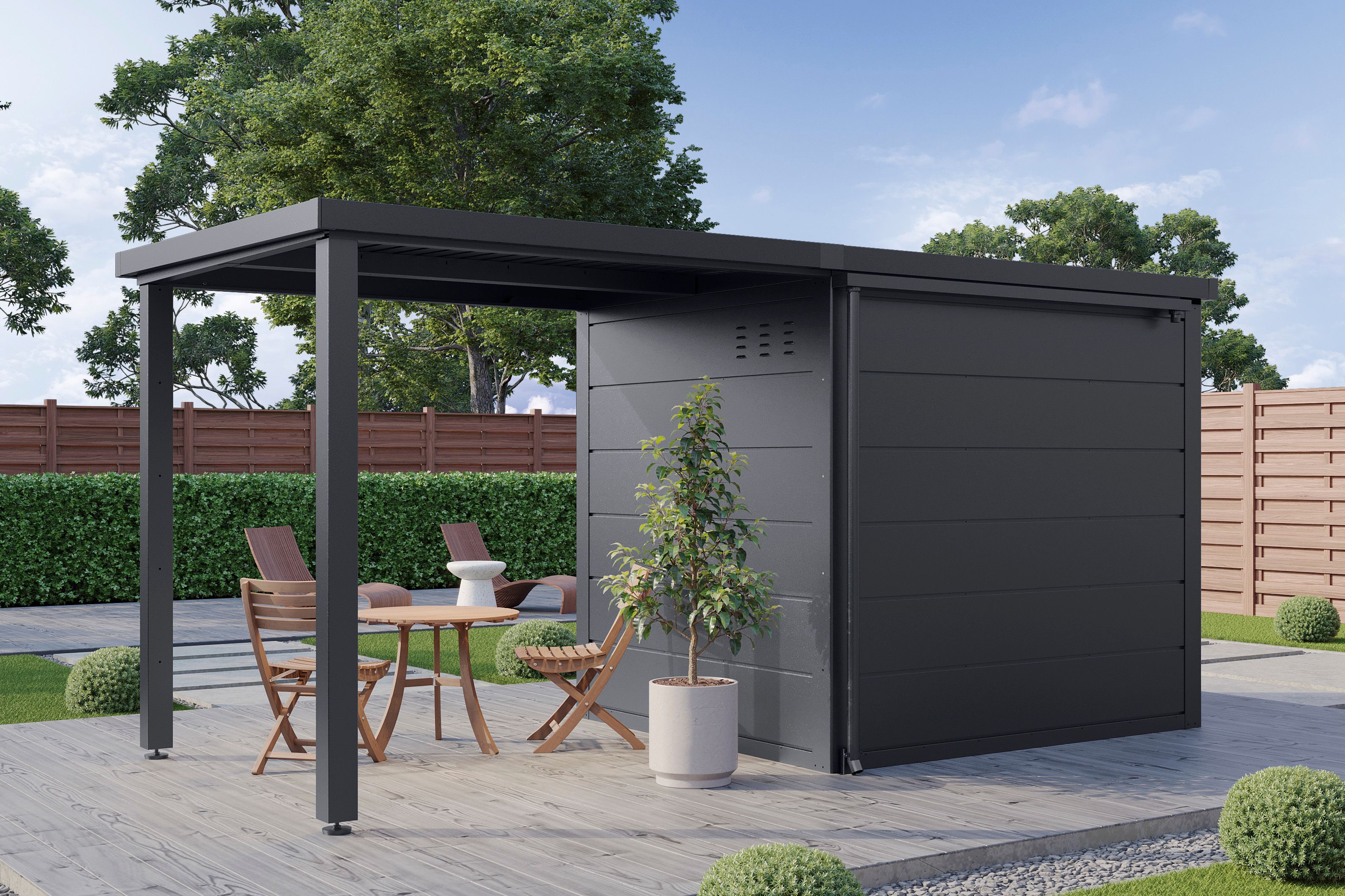 Wolff Finnhaus Metall-Dachrinnenset 400 cm mit 2 Fallrohren für Juna, Ulrik & Linnea