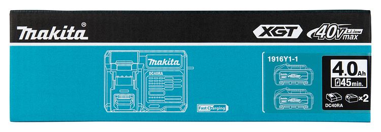 Makita Akku Power Source Kit XGT 2 x 4,0 Ah, XGT 40 V max 1916Y1-1