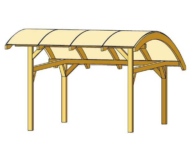 Skan Holz Schwaben - Bogendach Einzelcarport aus Leimholz Breite 434 cm