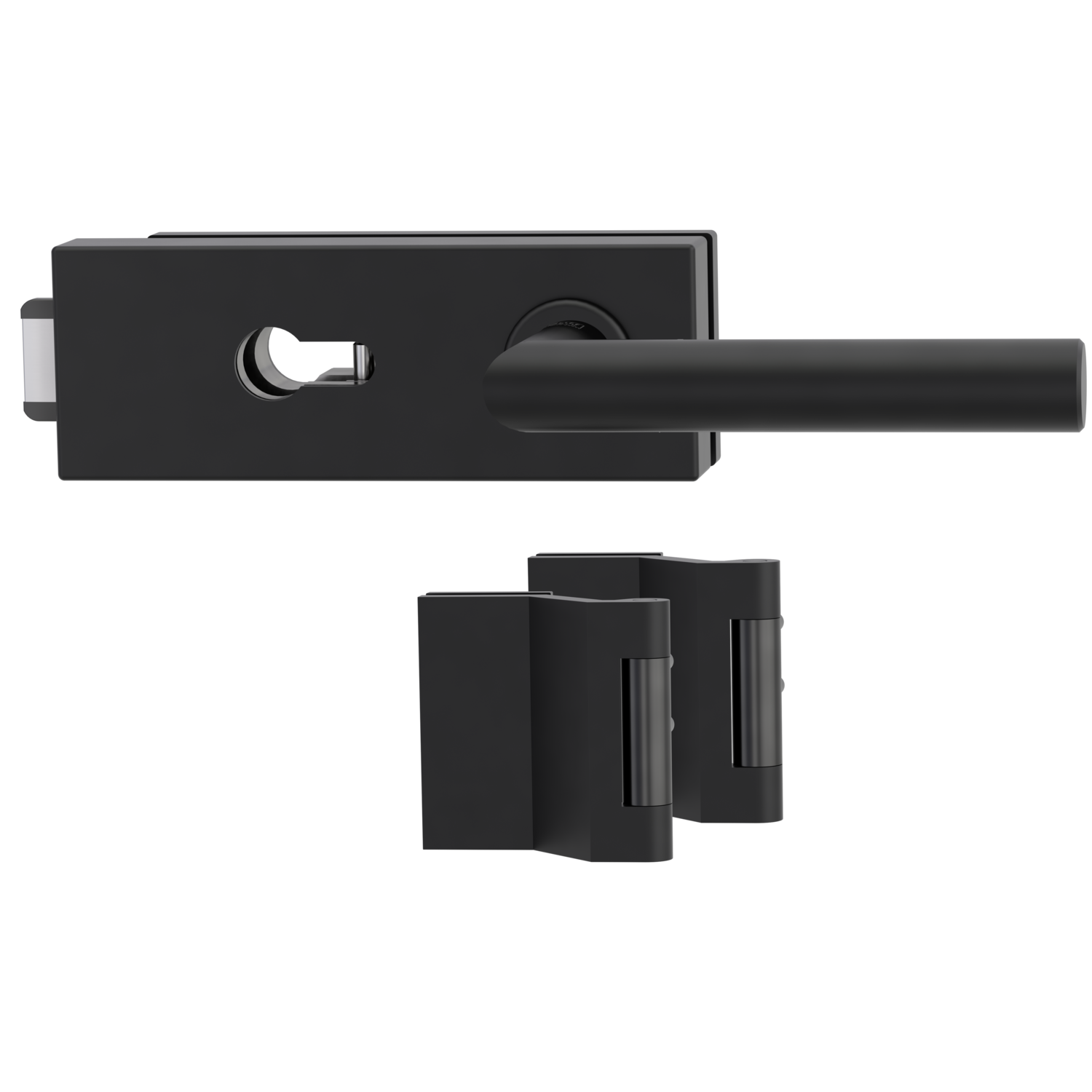 Griffwerk PURISTO S -Graphitschwarz Ganzglastürbeschlagset -3-teiliger Bandsatz -mit Griff LUCIA PROF GSC-UV