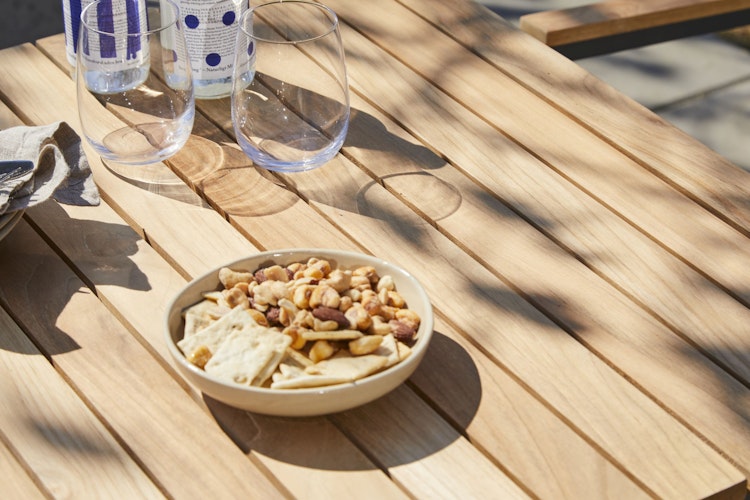 Cinas Kaffeetisch MOOD 70 x 70 cm, Aluminium Anthrazit / Teak