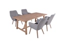 Vorschaubild Garden Pleasure Gartenmöbel Set OAKLAND / RAPALLO, Tisch 200 x 100 + 4 Sessel, Akazie / Polyrattan Grau / Kissen 100 % Polyester Dunkelgrau