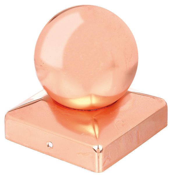 Alberts® Pfostenkappe,für Holzpfosten,mit Kugel,Kupfer zaponiert,LxB 90x90mm,Kugel ⌀80mm