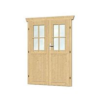 Skan Holz Doppeltür halbverglast für 28 mm Blockbohlenhäuser (A)