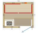 Vorschaubild Infraworld Sauna Vitalis 148 Complete - 40 mm Massivholzsauna inkl. 5-teiligem gratis Zubehörset