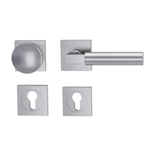 Griffwerk METRICO PROFESSIONAL Schraubtechnik GK4 -Edelstahl matt  Rosettengarnitur eckig -Schraubt.  -Wechselgarnitur rechts