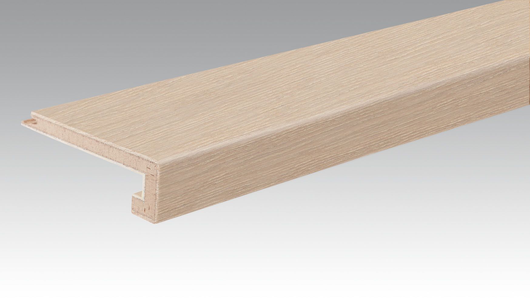 MEISTER Treppenkante Parkett U-Profil 2150 x 13 mm 9014 Eiche lebhaft cremeweiß gekälkt ultramattlackiert