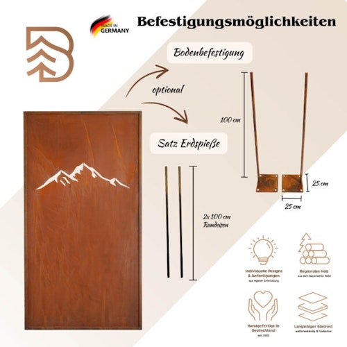 Badeko Parawand „Berg“ in Edelrostoptik