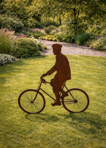 Badeko Deko-Fahrradfahrer „Gustav“ in Edelrostoptik