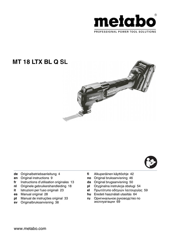 Bedienungsanleitung fÃ¼r Metabo Akku-Multitool MT 18 LTX BL QSL