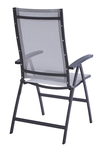 Diamond Garden Hochlehner VALENCIA, Edelstahl Dunkelgrau / Sunproof Sling / Alu-Armlehnen