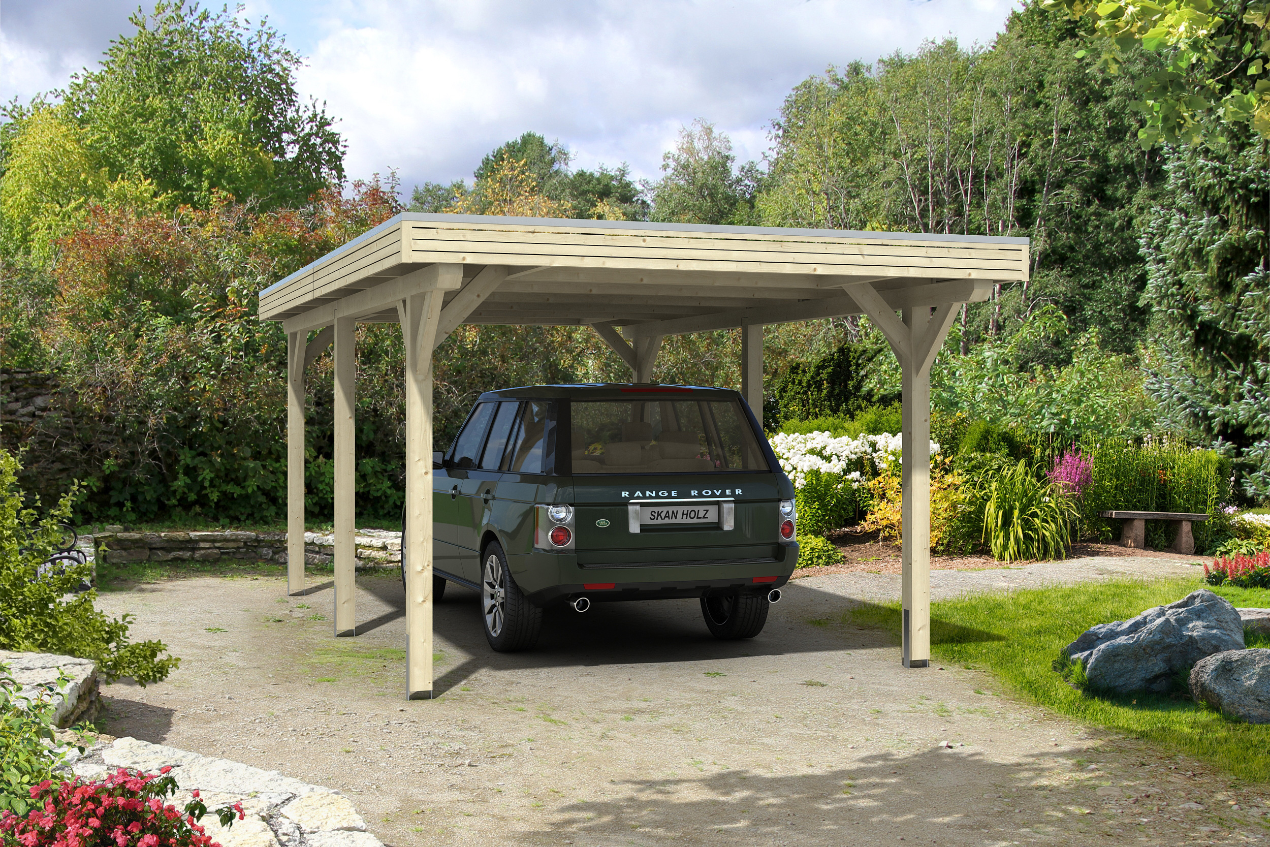 Skan Holz Spessart Einzelcarport Breite 355cm Gr.1 355x604cm unbehandelt Holzcarport