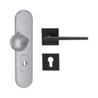 Griffwerk TITANO Kombi SB_882 ES1 (S2) -Edelstahl matt Kombi-Schutzbeschlag -Knopf/Drücker -mit Griff REMOTE -GSC -eckig -R -ZA, 72mm -TS 38-50