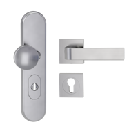 Griffwerk TITANO Kombi SB_882 ES1 (S2) -Edelstahl matt Kombi-Schutzbeschlag -Knopf/Drücker -mit Griff DESM GRAPH -SG -eckig -R -ZA, 72mm -TS 38-50