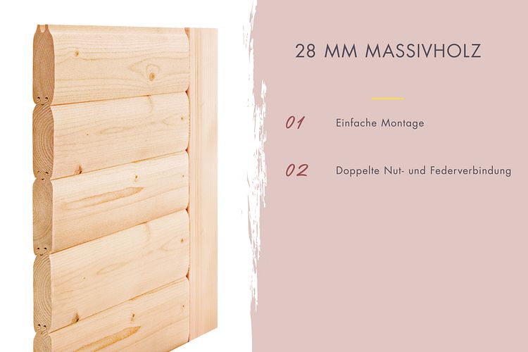 Karibu Sauna Espoo (Eckeinstieg) - 28 mm Massivholz Aktionssauna