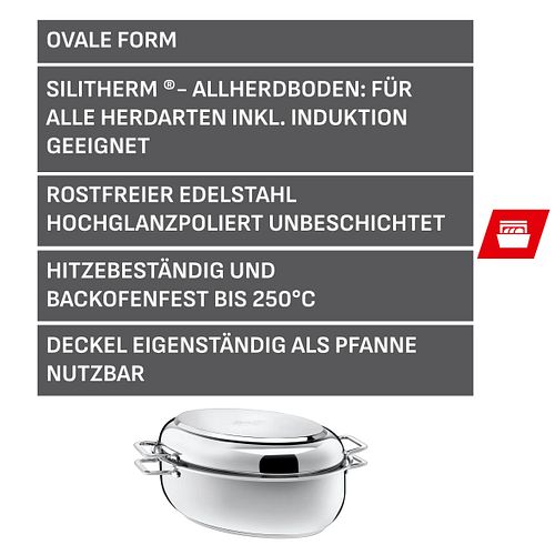 Silit Multibräter mit Deckel 38x 26 cm Edelstahl