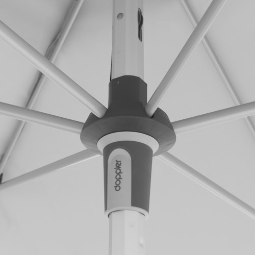 doppler Mittelmastschirm EXPERT 220 x 140 Auto-Tilt, Aluminium Silber / 100 % Polyester 180 g/m²