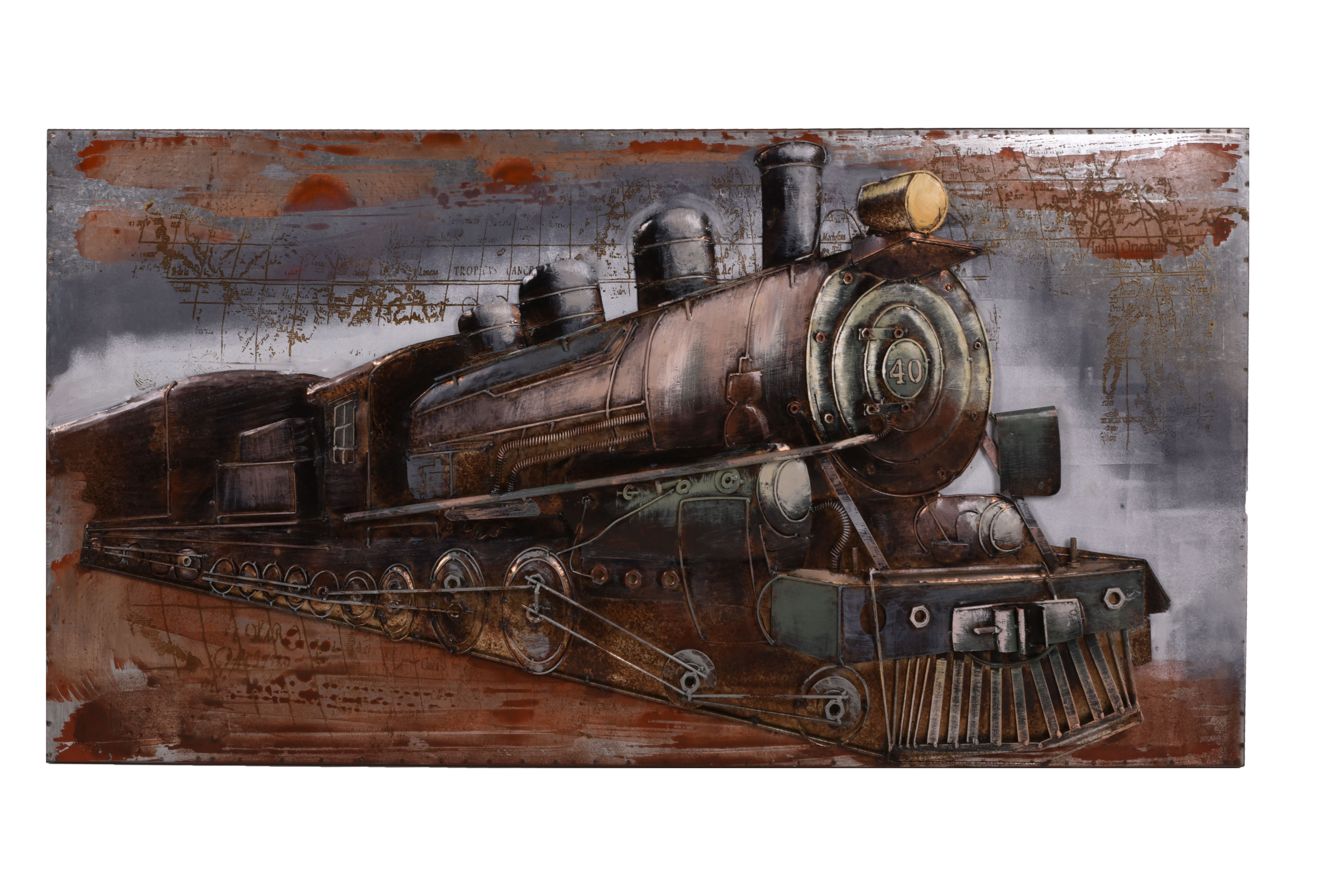 3D Metallbild Dampflok 140 x 70 cm, Stahlblech