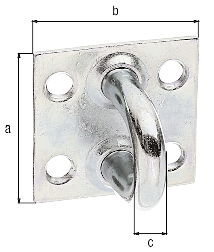 Alberts® Öse auf Platte, galvanisch verzinkt dickschichtpassiviert, LxB Platte 37x37 mm 348502