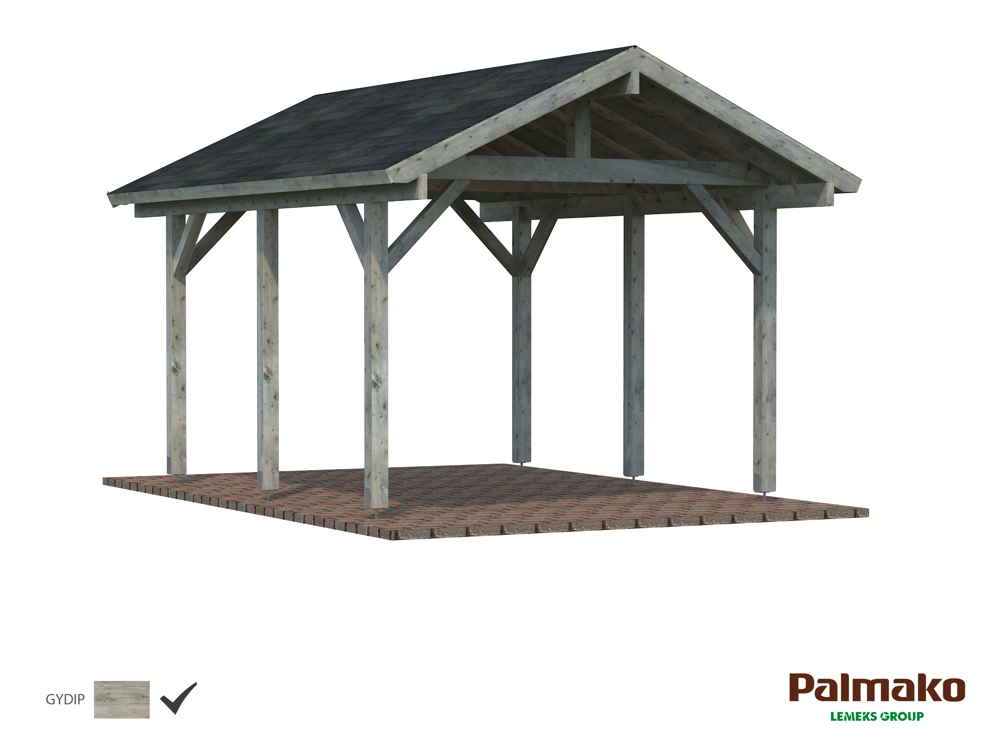Palmako Carport Robert 11,7 m² Grau tauchimprägniert Holzcarport