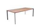 Vorschaubild Garden Pleasure Gartenmöbel Set SILEA 03, Tisch 208 x 100 + 8 Stapelsessel, Alu Anthrazit / Nonwood Teak-Optik / Kunststoffgewebe Grau