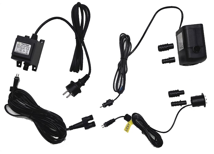 Heissner LED-Set 1 er LED für Steinbrunnen, komplett mit Pumpe, Trafo etc., ohne Dämmerungssensor (ET20-16918)