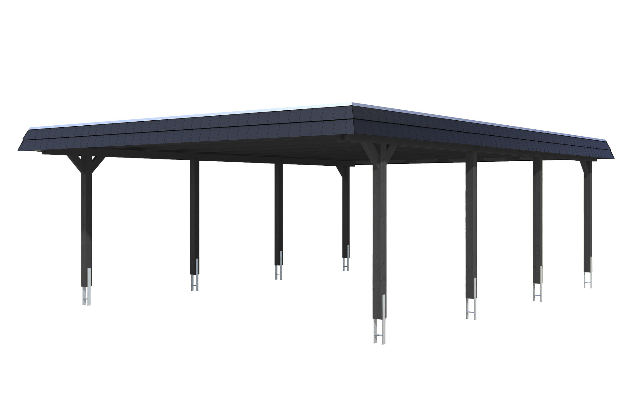 Carport Wendland 630x879 schwarze Blende, anthrazit, 20mm Dachschalung mit EPDM Folie Holzcarport