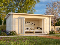 Palmako Gartenhaus Ines 13,7 m² mit Doppelfalttür - 44 mm
