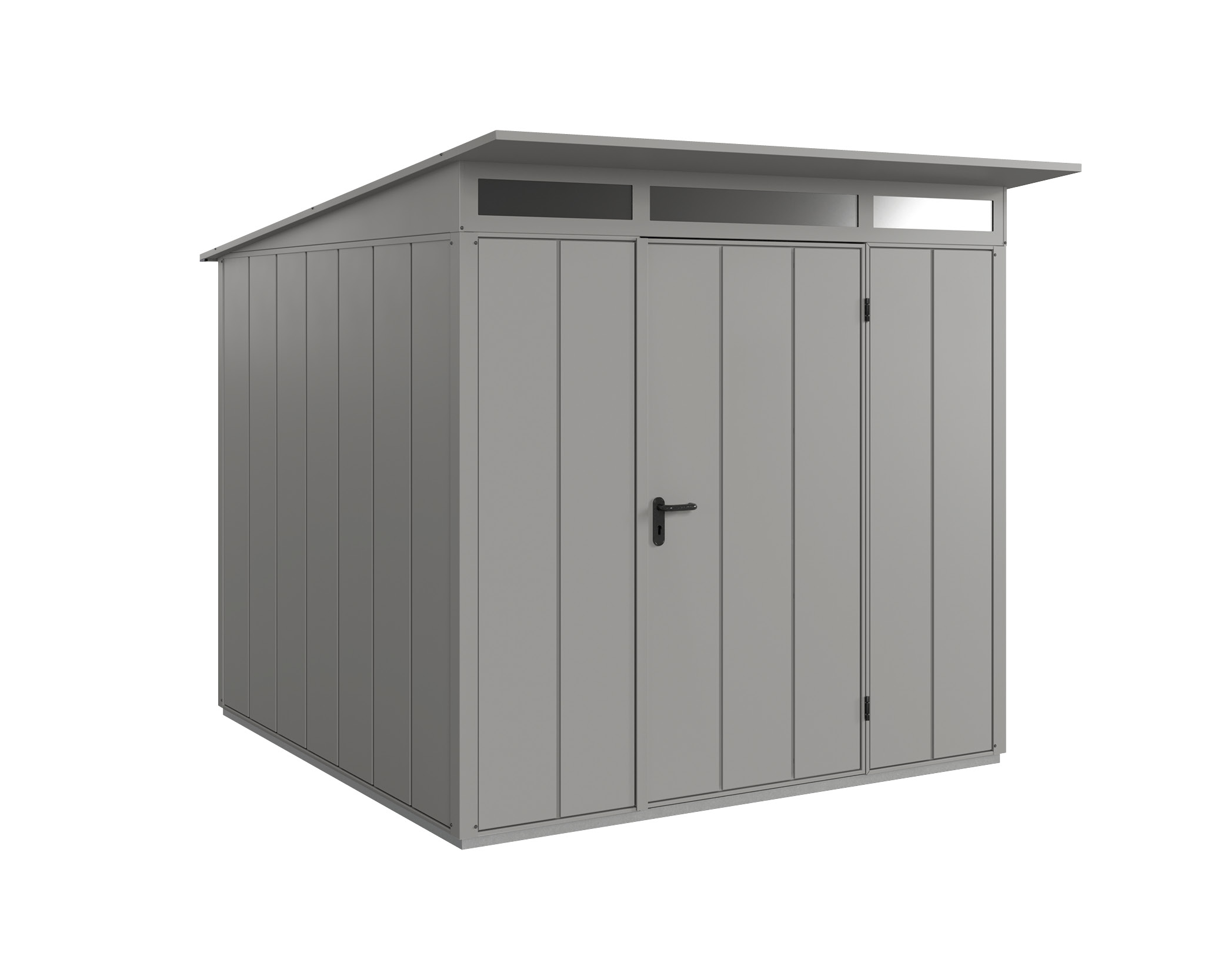 Thumbnail - Hörmann Metall-Gerätehaus EcoStar Premiumline mit Pultdach B 238 x 238 cm (Typ 2), Motiv Design (mit breiten Lamellen), ...