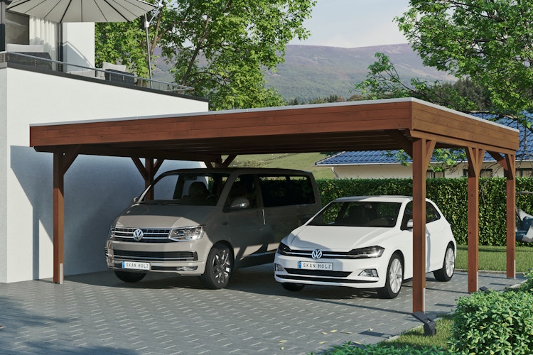 Skan Holz Grunewald - Flachdach Carport aus Leimholz Breite 622 cm