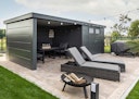 Telluria Metallgerätehaus Classico 3030 mit Lounge Anbau XL (ca. 450 cm Breite)