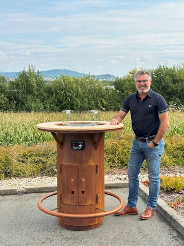 Badeko Stehtischofen ,,Gasfeuer" Ambiente in Edelrostoptik