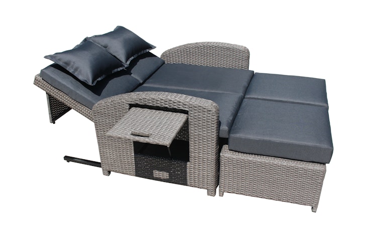 Garden Pleasure Funktionssofa NIZZA, Polyrattan Braun / Kissen 100 % Polyester Schwarz