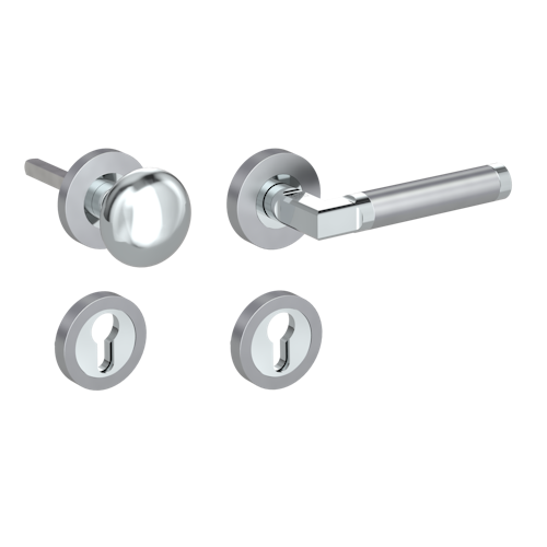 Griffwerk LARONDA Schraubtechnik GK4 -Chrom/Perla Silbermatt Rosettengarnitur -Schraubt. -Knopf R21 -WR -TS 40-45mm