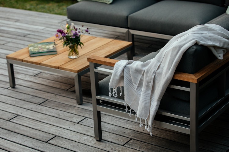 Diamond Garden Loungetisch GOMERA 82,5 x 82,5 cm, Edelstahl / Teak 