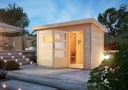 Vorschaubild Karibu Saunahaus Skrollan 3 mit Vorraum naturbelassen (Rechteckfenster) inkl. gratis Sauna-Zubehörset im Wert von 234,94 €